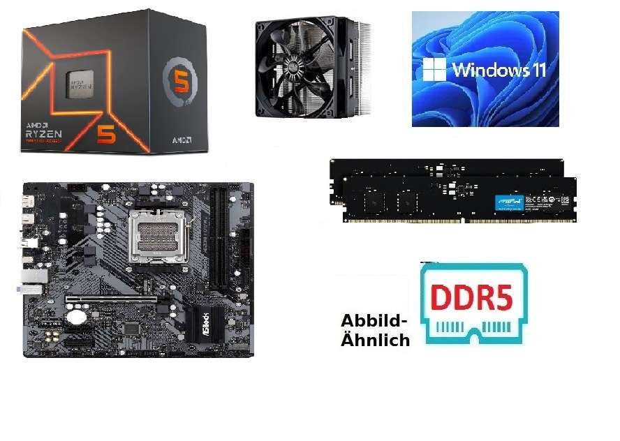 Bundle | AMD Ryzen 5 8400F 12-Core 12x4.7GHz | 16GB DDR5 RAM | Motherboard | Cooler (Windows 11 compatible)